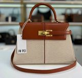  Túi Xách JW PEI Elise Large Top Handle Bag - Brown Canvas Size 28 