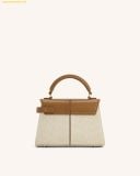  Túi Xách JW PEI Elise Top Handle Bag - Brown Canvas Màu Trắng Kem Size 20 