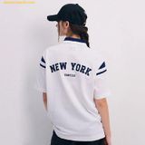  Áo Polo MLB Overfit Varsity New York Yankees 3APQV0143-50IVS Màu Trắng 