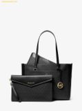  Túi Tote Michael Kors Mk Maisie Large Pebbled Leather 3-in-1 Tote Bag - Đen Logo 