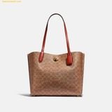  Túi Tote Coach Willow Tote Bag In Signature Canvas Nâu Logo 