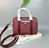  Túi Trống Michaelkors MK Signature Travel Small Metallic Duffle Bag Oxblood Multi Màu Đỏ Đô 