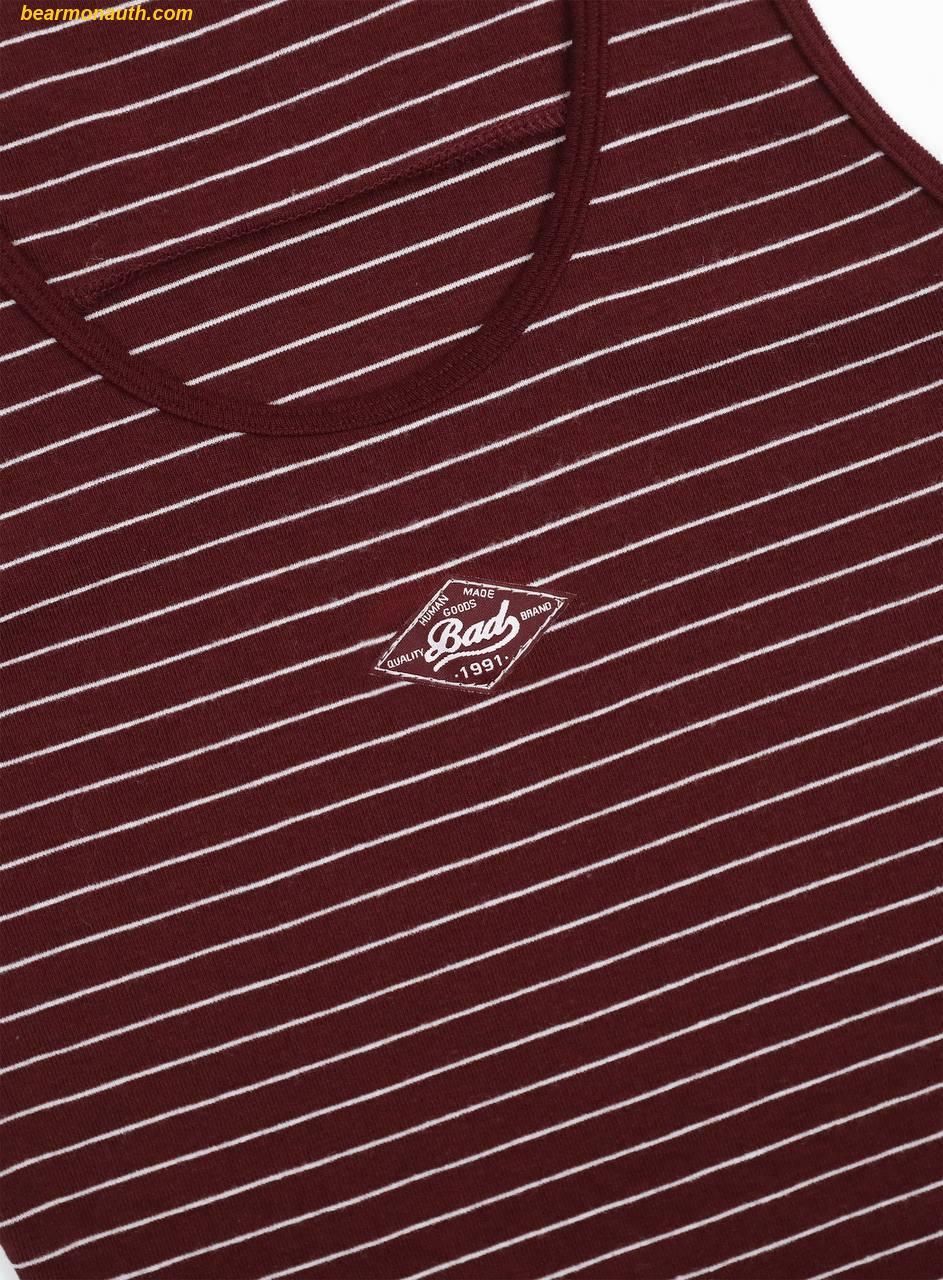 ◆BADBLOOD◆ Beyond Soft Tank 3 Stripe Wine w-tnk25-004 Áo BAD BLOOD Beyond Soft Tank 3 - Stripe Wine w-tnk25-004