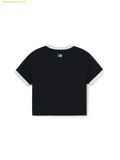  Áo Crop MLB Women's Ringer Slim Crop Short Sleeve T-Shirt New York Yankees 3FTSB6953-50BKS Màu Đen 