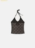  Áo Yếm Bad Blood Vintage Club Halter Tank - Check Brown w-tnk25-016 
