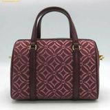  Túi Trống Michaelkors MK Signature Travel Small Metallic Duffle Bag Oxblood Multi Màu Đỏ Đô 