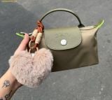  Túi Xách Longchamp Le Pliage Pouch With Handle Chamois Màu Xanh ARTICHOKE 