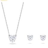  Khuyên tai + dây cổ hình tim SWAROVSKI Attract set Heart, White, Rhodium plated - SKU 5646751 