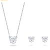 Khuyên tai + dây cổ hình tim SWAROVSKI Attract set Heart, White, Rhodium plated - SKU 5646751