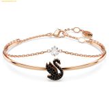  Vòng Đeo Tay, Lắc tay SWAROVSKI Swan bangle Swan, Black, Rose gold-tone plated, SKU: 5678048 