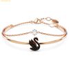 Vòng Đeo Tay, Lắc tay SWAROVSKI Swan bangle Swan, Black, Rose gold-tone plated, SKU: 5678048