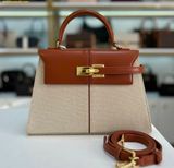  Túi Xách JW PEI Elise Large Top Handle Bag - Brown Canvas Size 28 