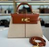 Túi Xách JW PEI Elise Large Top Handle Bag - Brown Canvas Size 28