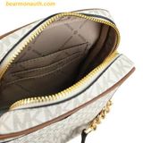  Túi Đeo Chéo Michael Kors MK Jet Set Travel Medium Logo Crossbody Bag Màu Trắng 