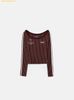 Áo Tay Dài Bad Blood Classic Logo Off-Shoulder Top - w-tee25-008 - Đỏ Đô