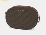  Túi Đeo Chéo Michael Kors MK Jet Set Travel Medium Signature Logo Crossbody Bag Màu Nâu Logo 