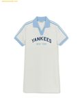  Đầm Polo MLB Women's Varsity Open Collar Slim Fit One Piece New York Yankees SKU 3FOPV0153-50IVS Màu Trắng 