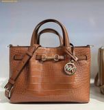  Túi Xách Michael Kors MK Carson Small Crocodile Embossed Satchel - Nâu 