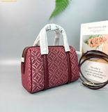  Túi Trống Michaelkors MK Signature Travel Small Metallic Duffle Bag Oxblood Multi Màu Đỏ Đô 