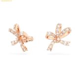  Khuyên Tai, Bông Tai SWAROVSKI Volta stud earrings Bow, Small, White, Rose gold-tone plated 