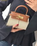  Túi Xách JW PEI Elise Top Handle Bag - Brown Canvas Màu Trắng Kem Size 20 