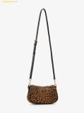  Túi Đeo Vai Michael Kors MK Carmela Small Cheetah Print Calf Hair and Leather Satchel Màu Đen Da Beo 