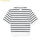  Áo Polo MLB Short Sleeves Logo Polos Varsity New York Yankees 3FPQV0143-50IVS Màu Trắng Kẻ Sọc 