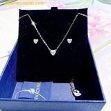  Khuyên tai + dây cổ hình tim SWAROVSKI Attract set Heart, White, Rhodium plated - SKU 5646751 