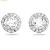  Khuyên Tai SWAROVSKI Angelic stud earrings, Round cut, White, Rhodium plated SKU 1081942 