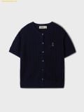  Áo Cardigan WHOAU Steve Round neck Short Sleeve Cardigan Tay Ngắn WHCKF2401F Màu Navy 