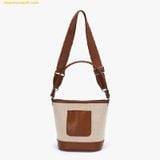  Túi Đeo Chéo Nữ Stretch Angels Weekly Bucket Bag Màu Trắng Viền Nâu 
