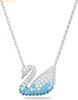 Dây cổ, dây chuyền SWAROVSKI Iconic Swan pendant Swan, Blue, Rhodium plated
