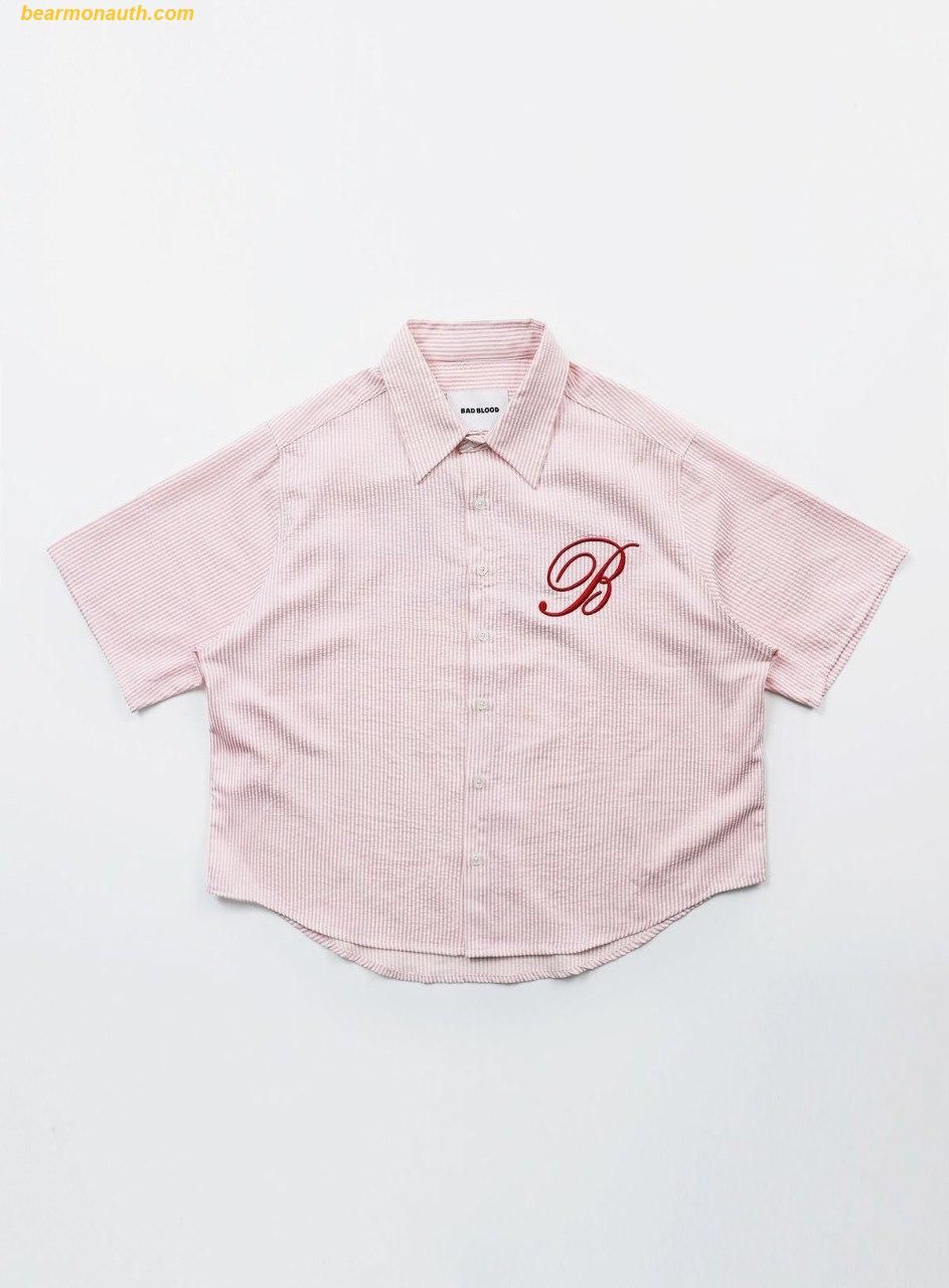  Áo Sơ Mi Bad Blood Classic Logo Short Sleeve Shirt - Pink/Stripe W-SHT24-013 