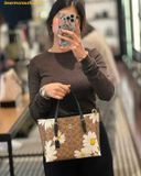  Túi Xách Coach Mollie Tote Bag 25 In Signature Canvas With Floral Print - CZ592 - Nâu Logo 