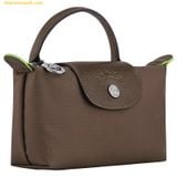  Túi Xách LongChamp Le Pliage Green Pouch With Handle Terra - Recycled Canvas Size Mini 