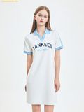  Đầm Polo MLB Women's Varsity Open Collar Slim Fit One Piece New York Yankees SKU 3FOPV0153-50IVS Màu Trắng 
