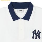  Áo Polo MLB Overfit Varsity New York Yankees 3APQV0143-50IVS Màu Trắng 