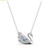  Dây cổ, dây chuyền SWAROVSKI Dancing Swan necklace Swan, Blue, Rhodium plated 
