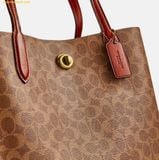  Túi Tote Coach Willow Tote Bag In Signature Canvas Nâu Logo 