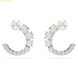  Khuyên Tai, Bông Tai Swarovski Matrix hoop earrings Crystal pearl, Round cut, White, Rhodium plated - 5692260 