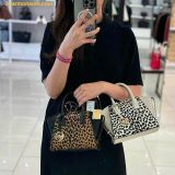  Túi Xách Michael Kors MK Avril Extra-Small Cheetah Print Calf Hair and Leather Satchel  Đen Da Beo 