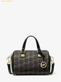  Túi Trống Michael Kors MK Grayson Small Metallic Empire Monogram Duffel Crossbody Bag - Màu đen logo ánh kim 