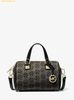 Túi Trống Michael Kors MK Grayson Small Metallic Empire Monogram Duffel Crossbody Bag - Màu đen logo ánh kim