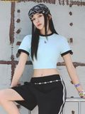 Áo Crop MLB Women's Ringer Slim Crop Short Sleeve T-Shirt LA Dodgers 3FTSB6953-07ABS 