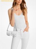  Túi Đeo Vai Michael Kors MK Zoe Small Pebbled Leather Pochette Màu trắng 