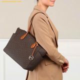  Túi Tote Michael Kors MK Marilyn Medium Tote Bag Màu Nâu Logo 