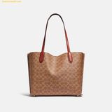  Túi Tote Coach Willow Tote Bag In Signature Canvas Nâu Logo 