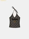  Áo Yếm Bad Blood Vintage Club Halter Tank - Check Brown w-tnk25-016 