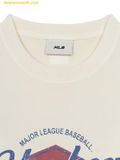  Áo Phông MLB Varsity Vintage Washing Graphic Mega Overfit Short Sleeve T-Shirt New York Yankees 3ATSV0753-50CRD - Màu Trắng Kem 