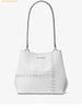 Túi Đeo Vai Michael Kors Pratt Medium Studded Patchwork and Signature Logo Shoulder Bag - Trắng